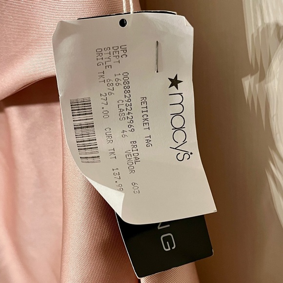 Alfred Sung Draped One-Shoulder Satin Maxi‎ Dress Pockets Toasted Sugar 4 AS IS - Picture 7 of 16